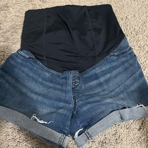 Isabel Maternity Midi Denim Shorts with Maternity Waistband